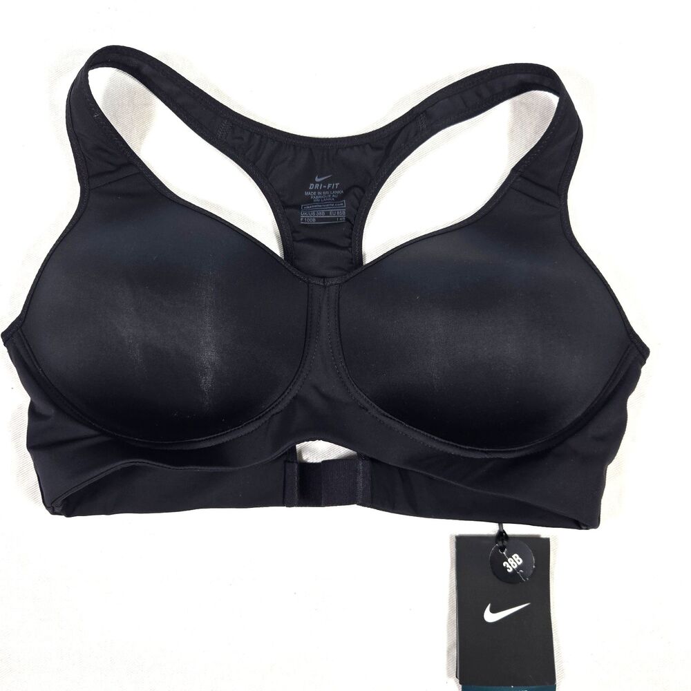 Nike Pro 360 Dry Fit Support Sports Bra Black Women size 38B NWT